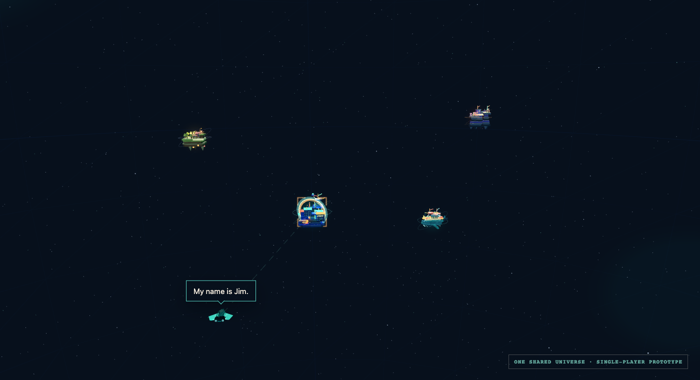 The Planorumi ship crossing a real course between several editable worlds